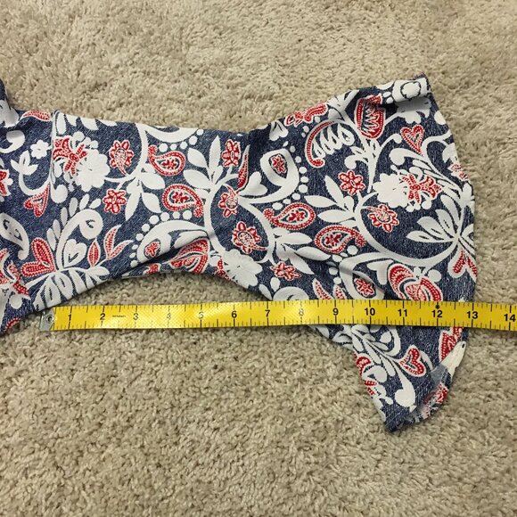 Clientele Bell Sleeve Paisley Denim & Lace Print Top - Picture 15 of 15